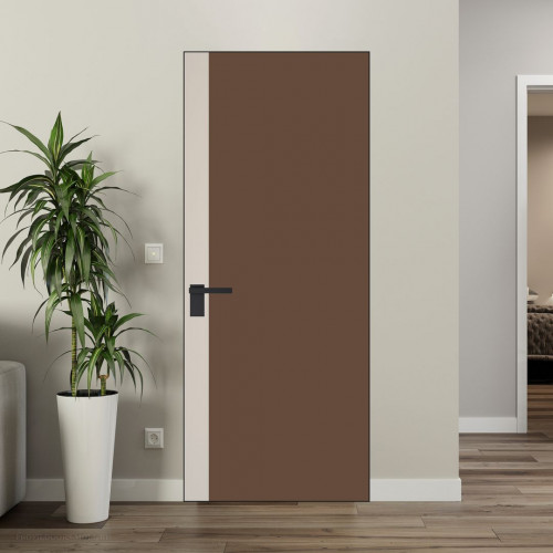 Межкомнатная дверь ProfilDoors 6 AGK цвет Монохром гляссе триплекс вставка Кремовая Магнолия кромка Черный матовый