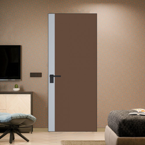 Межкомнатная дверь ProfilDoors 6 AGK цвет Монохром гляссе триплекс вставка Лайт Грей кромка Черный матовый
