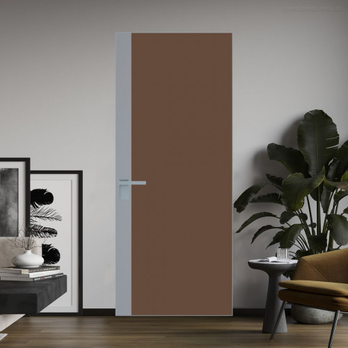 Межкомнатная дверь ProfilDoors 6 AGK цвет Монохром гляссе триплекс вставка Смоки кромка Серебро