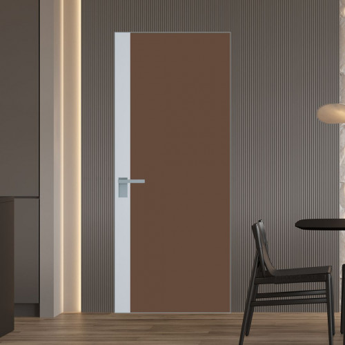Межкомнатная дверь ProfilDoors 6 AGK цвет Монохром гляссе триплекс вставка Вайт кромка Серебро