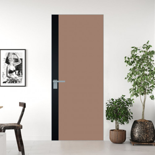 Межкомнатная дверь ProfilDoors 6 AGK цвет Монохром капучино триплекс вставка Блэк кромка Серебро
