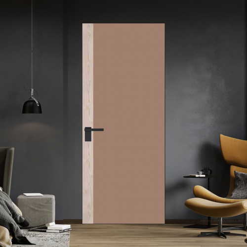 Межкомнатная дверь ProfilDoors 6 AGK цвет Монохром капучино триплекс вставка Каштан светлый кромка Черный матовый