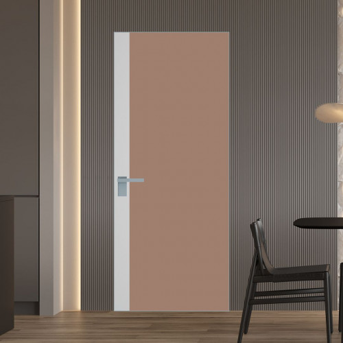 Межкомнатная дверь ProfilDoors 6 AGK цвет Монохром капучино триплекс вставка Крем Вайт кромка Серебро