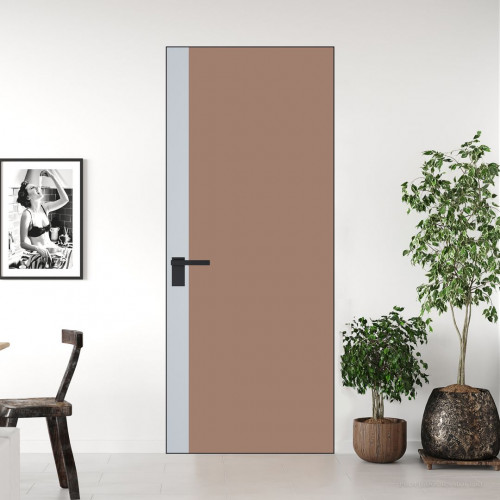 Межкомнатная дверь ProfilDoors 6 AGK цвет Монохром капучино триплекс вставка Вайт кромка Черный матовый