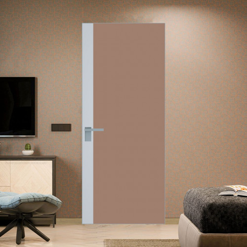 Межкомнатная дверь ProfilDoors 6 AGK цвет Монохром капучино триплекс вставка Вайт кромка Серебро