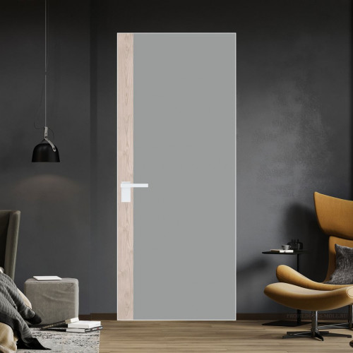 Межкомнатная дверь ProfilDoors 6 AGK цвет Монохром серый триплекс вставка Каштан светлый кромка Вайт