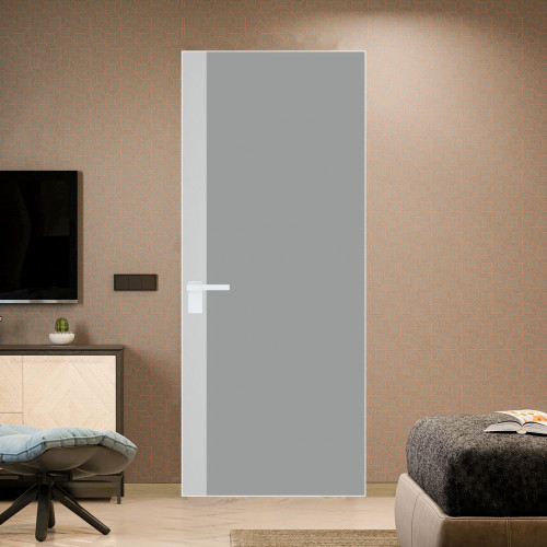 Межкомнатная дверь ProfilDoors 6 AGK цвет Монохром серый триплекс вставка Крем Вайт кромка Вайт