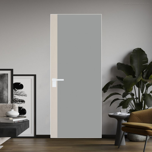 Межкомнатная дверь ProfilDoors 6 AGK цвет Монохром серый триплекс вставка Кремовая Магнолия кромка Вайт