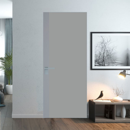 Межкомнатная дверь ProfilDoors 6 AGK цвет Монохром серый триплекс вставка Смоки кромка Серебро