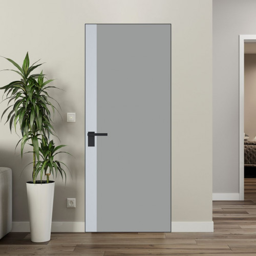 Межкомнатная дверь ProfilDoors 6 AGK цвет Монохром серый триплекс вставка Вайт кромка Черный матовый