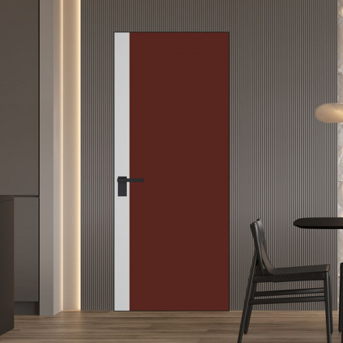 Межкомнатная дверь ProfilDoors 6 AGK цвет Монохром шоколад триплекс вставка Крем Вайт кромка Черный матовый