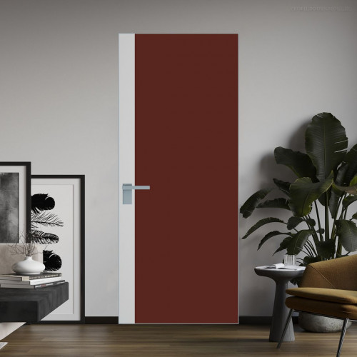 Межкомнатная дверь ProfilDoors 6 AGK цвет Монохром шоколад триплекс вставка Крем Вайт кромка Серебро