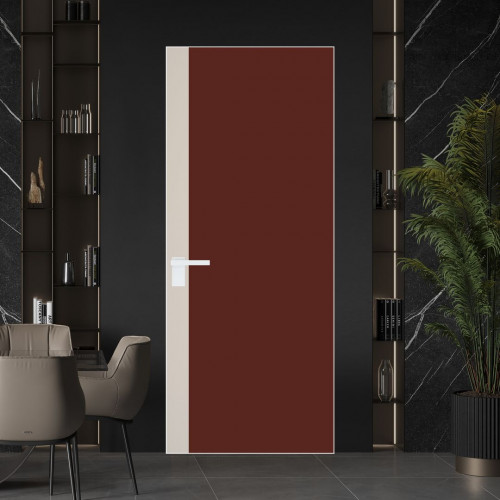 Межкомнатная дверь ProfilDoors 6 AGK цвет Монохром шоколад триплекс вставка Кремовая Магнолия кромка Вайт
