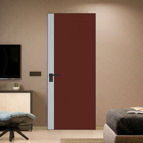 Межкомнатная дверь ProfilDoors 6 AGK цвет Монохром шоколад триплекс вставка Лайт Грей кромка Черный матовый