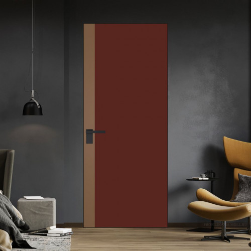 Межкомнатная дверь ProfilDoors 6 AGK цвет Монохром шоколад триплекс вставка Перламутр золото кромка Черный матовый