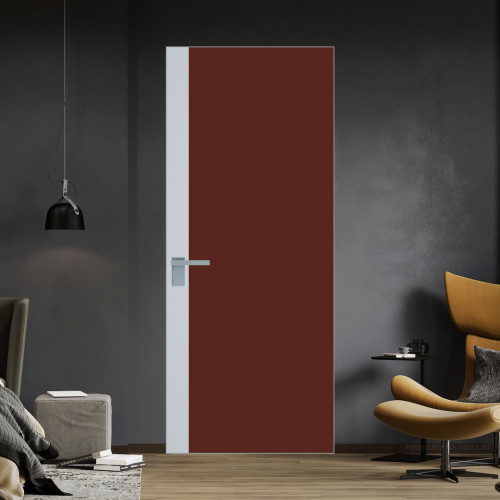 Межкомнатная дверь ProfilDoors 6 AGK цвет Монохром шоколад триплекс вставка Вайт кромка Серебро