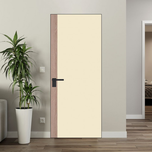 Межкомнатная дверь ProfilDoors 6 AGK цвет Монохром жемчуг триплекс вставка Дуб Сонома кромка Черный матовый
