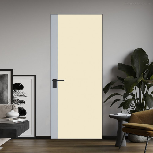 Межкомнатная дверь ProfilDoors 6 AGK цвет Монохром жемчуг триплекс вставка Лайт Грей кромка Черный матовый