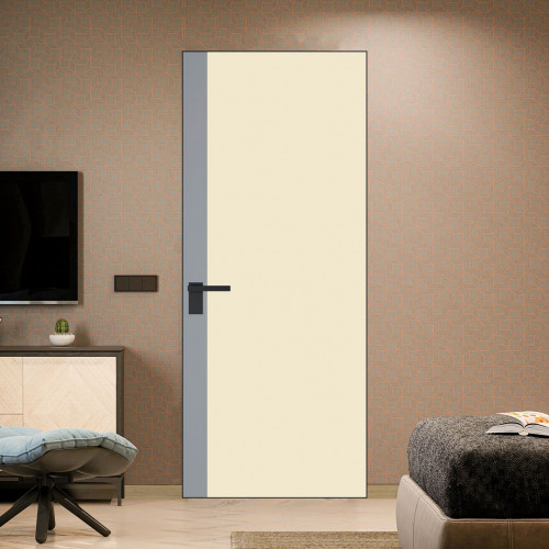 Межкомнатная дверь ProfilDoors 6 AGK цвет Монохром жемчуг триплекс вставка Смоки кромка Черный матовый