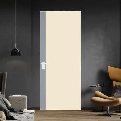 Межкомнатная дверь ProfilDoors 6 AGK цвет Монохром жемчуг триплекс вставка Смоки кромка Вайт