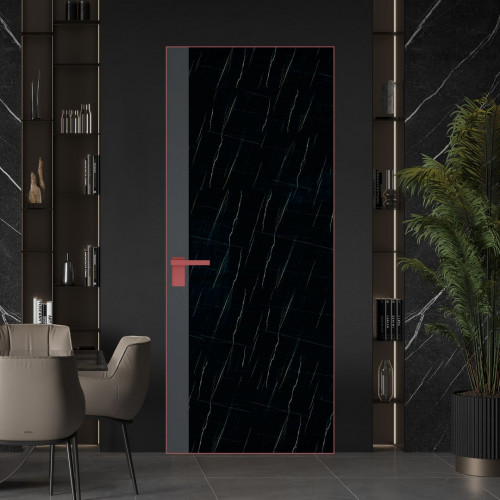 Межкомнатная дверь ProfilDoors 6 AGK цвет Неро мрамор вставка Графит кромка Красный антрацит