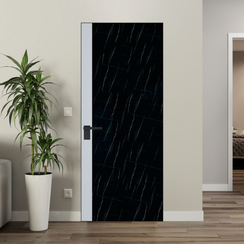 Межкомнатная дверь ProfilDoors 6 AGK цвет Неро мрамор вставка Вайт кромка Черный матовый
