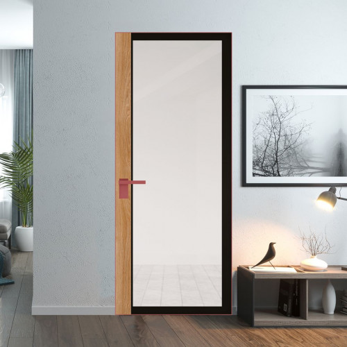 Межкомнатная дверь ProfilDoors 6 AGK цвет Планибель черный прокрас вставка Дуб Карамель кромка Красный антрацит