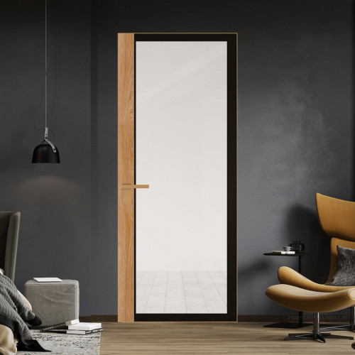 Межкомнатная дверь ProfilDoors 6 AGK цвет Планибель черный прокрас вставка Дуб Карамель кромка Золото