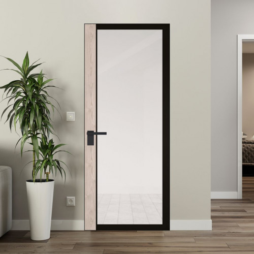 Межкомнатная дверь ProfilDoors 6 AGK цвет Планибель черный прокрас вставка Каштан светлый кромка Черный матовый