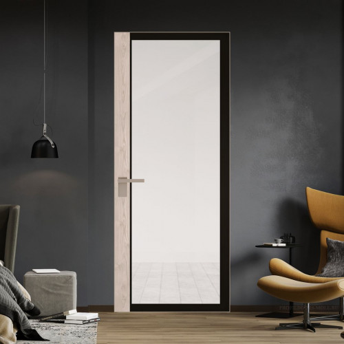 Межкомнатная дверь ProfilDoors 6 AGK цвет Планибель черный прокрас вставка Каштан светлый кромка Никель матовый