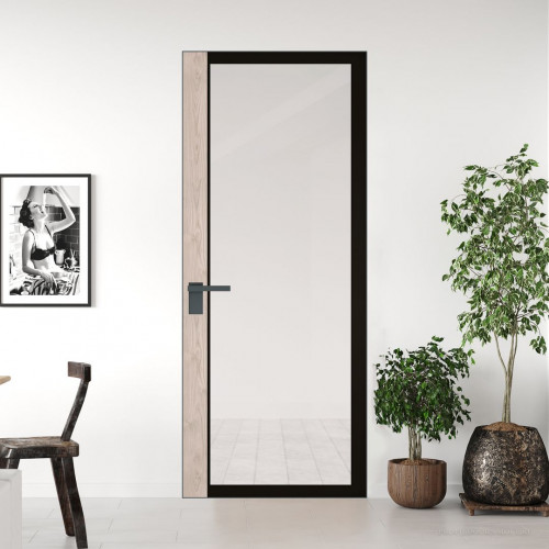 Межкомнатная дверь ProfilDoors 6 AGK цвет Планибель черный прокрас вставка Каштан светлый кромка Серая ночь