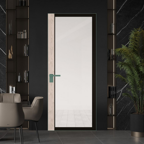 Межкомнатная дверь ProfilDoors 6 AGK цвет Планибель черный прокрас вставка Каштан светлый кромка Зеленый воск