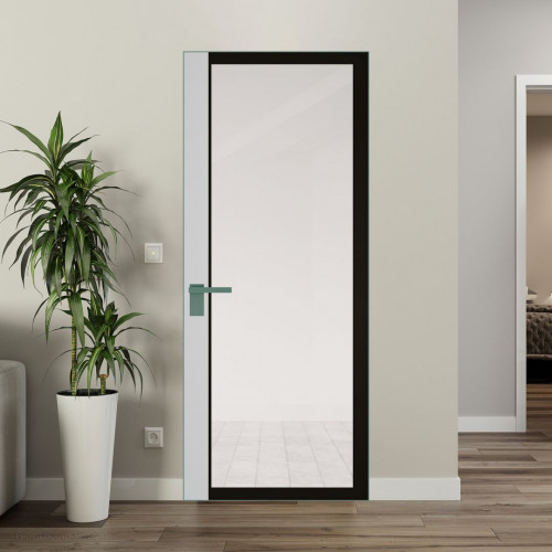 Межкомнатная дверь ProfilDoors 6 AGK цвет Планибель черный прокрас вставка Крем Вайт кромка Зеленый воск
