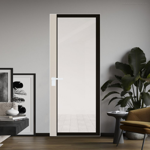 Межкомнатная дверь ProfilDoors 6 AGK цвет Планибель черный прокрас вставка Кремовая Магнолия кромка Вайт
