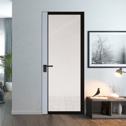 Межкомнатная дверь ProfilDoors 6 AGK цвет Планибель черный прокрас вставка Лайт Грей кромка Черный матовый