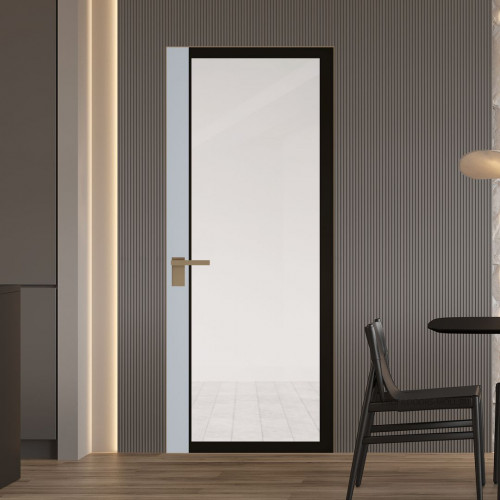 Межкомнатная дверь ProfilDoors 6 AGK цвет Планибель черный прокрас вставка Лайт Грей кромка Шампань