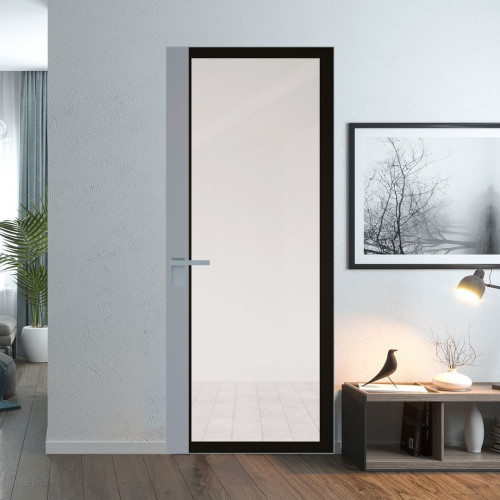 Межкомнатная дверь ProfilDoors 6 AGK цвет Планибель черный прокрас вставка Смоки кромка Серебро
