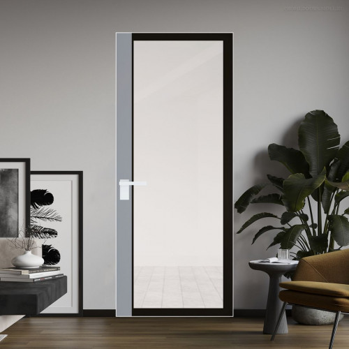 Межкомнатная дверь ProfilDoors 6 AGK цвет Планибель черный прокрас вставка Смоки кромка Вайт
