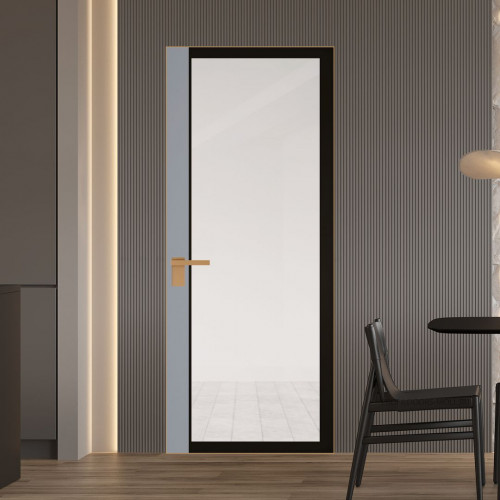 Межкомнатная дверь ProfilDoors 6 AGK цвет Планибель черный прокрас вставка Смоки кромка Золото