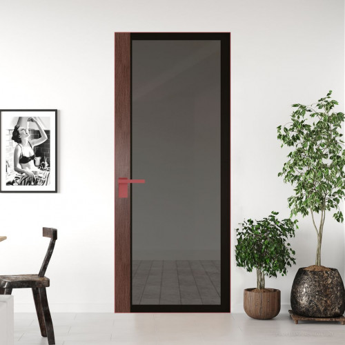 Межкомнатная дверь ProfilDoors 6 AGK цвет Планибель графит черный прокрас вставка Дуб Тобакко кромка Красный антрацит