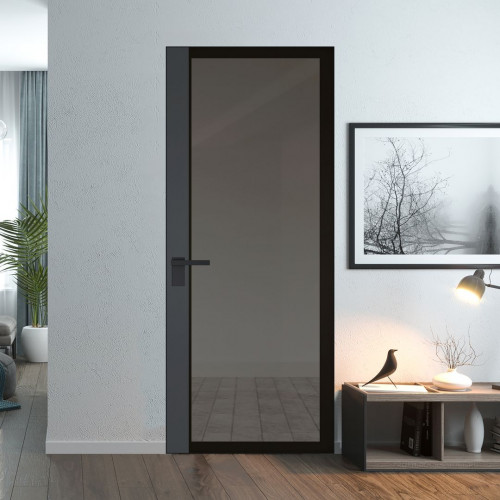 Межкомнатная дверь ProfilDoors 6 AGK цвет Планибель графит черный прокрас вставка Графит кромка Черный матовый