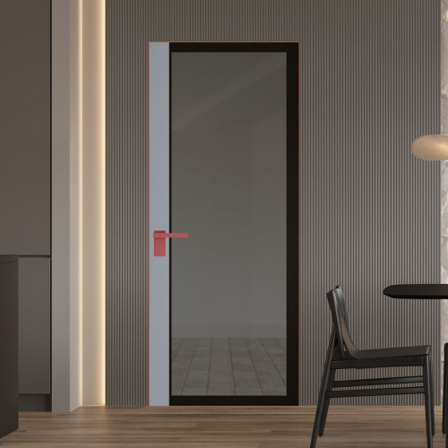 Межкомнатная дверь ProfilDoors 6 AGK цвет Планибель графит черный прокрас вставка Смоки кромка Красный антрацит