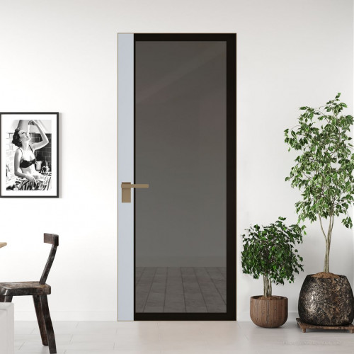 Межкомнатная дверь ProfilDoors 6 AGK цвет Планибель графит черный прокрас вставка Вайт кромка Шампань