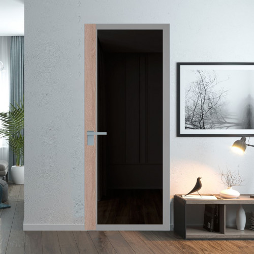 Межкомнатная дверь ProfilDoors 6 AGK цвет Планибель графит серый прокрас вставка Дуб Сонома кромка Матовая