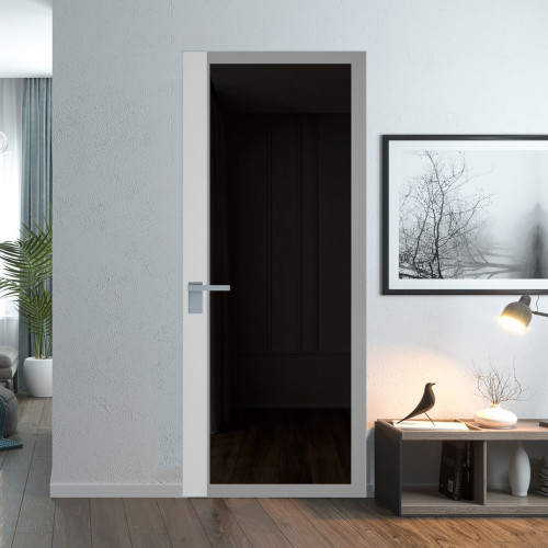 Межкомнатная дверь ProfilDoors 6 AGK цвет Планибель графит серый прокрас вставка Крем Вайт кромка Матовая