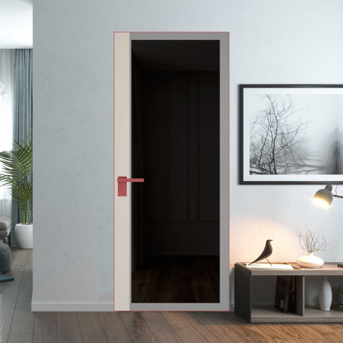 Межкомнатная дверь ProfilDoors 6 AGK цвет Планибель графит серый прокрас вставка Кремовая Магнолия кромка Красный антрацит