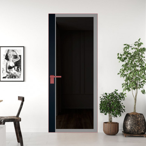 Межкомнатная дверь ProfilDoors 6 AGK цвет Планибель графит серый прокрас вставка Нэви Блу кромка Красный антрацит