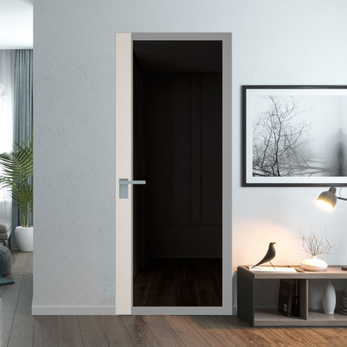 Межкомнатная дверь ProfilDoors 6 AGK цвет Планибель графит серый прокрас вставка Перламутр белый кромка Матовая