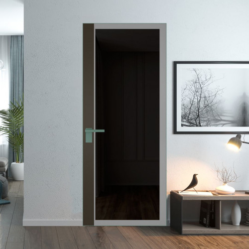 Межкомнатная дверь ProfilDoors 6 AGK цвет Планибель графит серый прокрас вставка Перламутр бронза кромка Зеленый воск