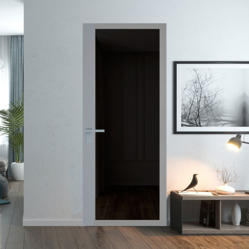 Межкомнатная дверь ProfilDoors 6 AGK цвет Планибель графит серый прокрас вставка Смоки кромка Серебро